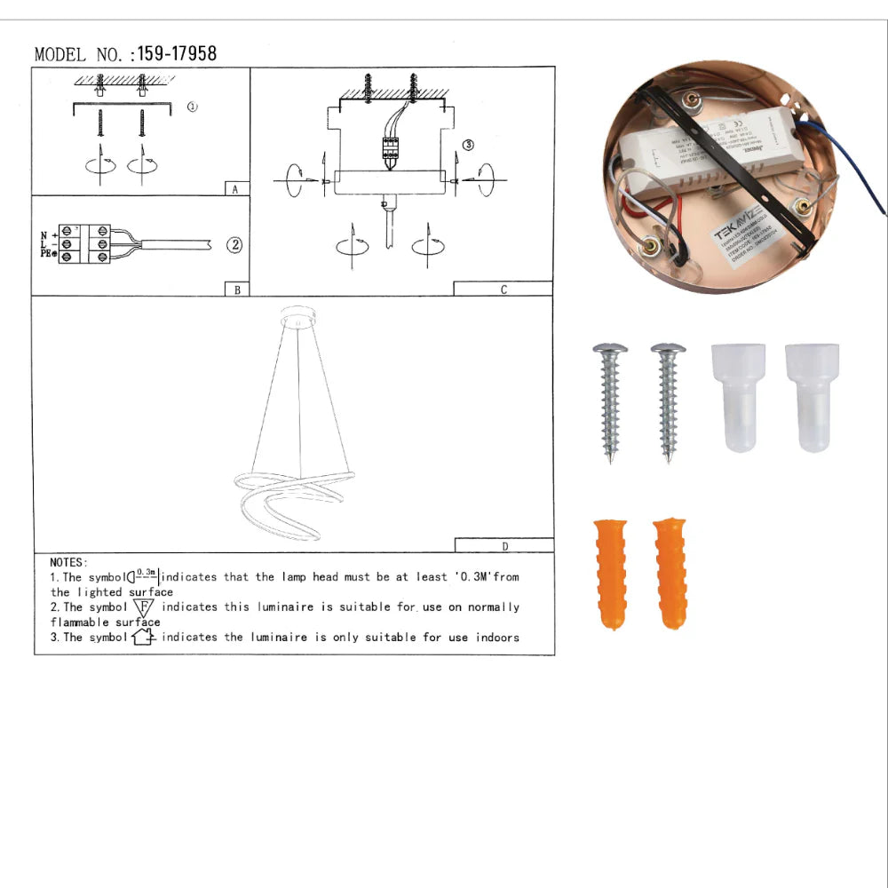 User manual for Geometric Elegance LED Ceiling Light Series | Trefoil & Helix Designs | Remote-Controlled Ambiance | TEKLED 159-17958