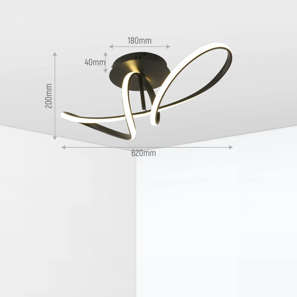 Size and tech specs of Geometric Elegance LED Ceiling Light Series | Trefoil & Helix Designs | Remote-Controlled Ambiance | TEKLED 159-17934