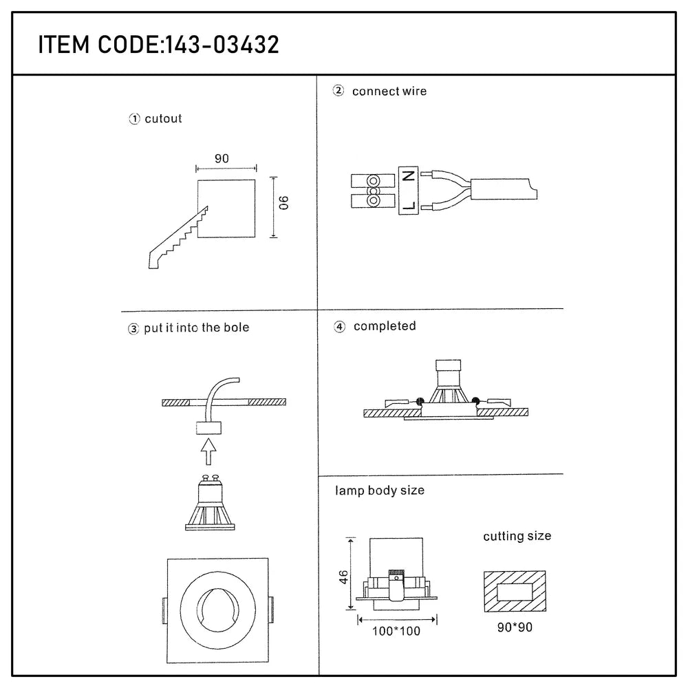 User manual for Glare Guard Fixed Recessed GU10 Downlight-143-03432