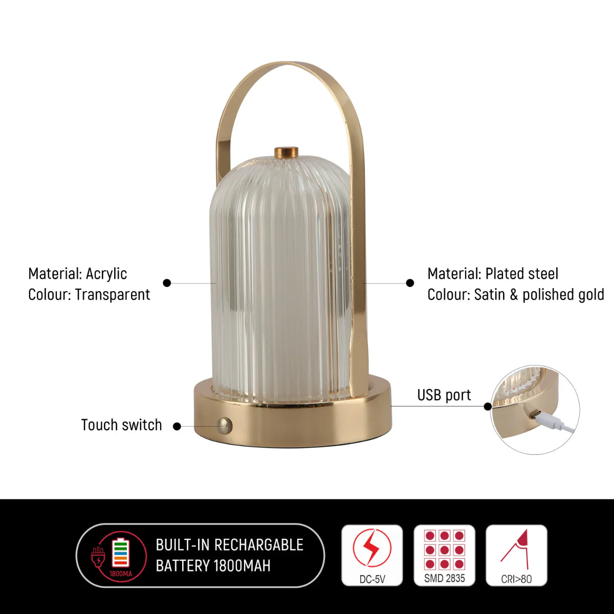 Close shots of Gleam Guard Rechargeable Lantern Lamp 130-03720