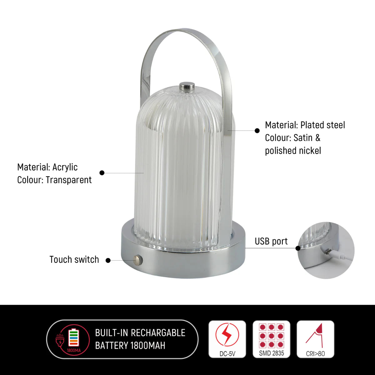 Close shots of Gleam Guard Rechargeable Lantern Lamp 130-03722