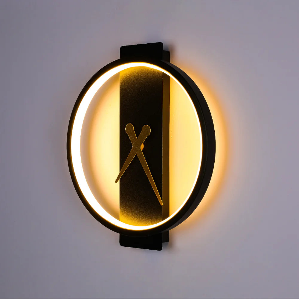 Glowing Sundial LED Wall Sconce Light Black 3000K 18W