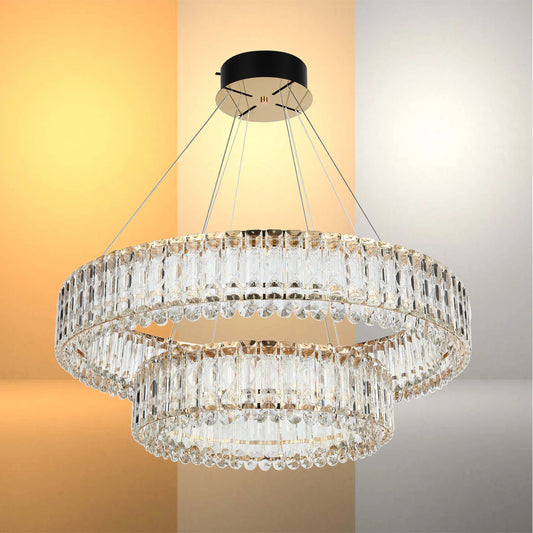 Gold Crystal Chandelier - Two-Tiered Circular or Single-Tier Oval