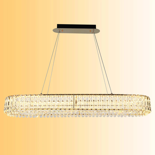Gold Crystal Chandelier - Two-Tiered Circular or Single-Tier Oval