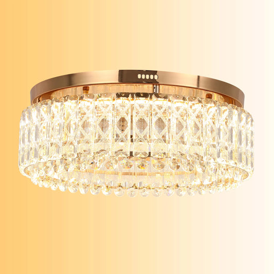 Gold Crystal Flush Ceiling Light