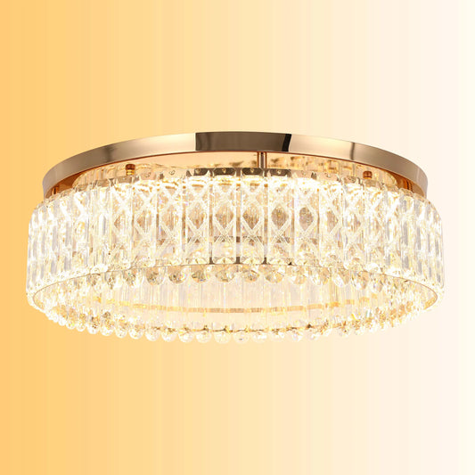 Gold Crystal Flush Ceiling Light