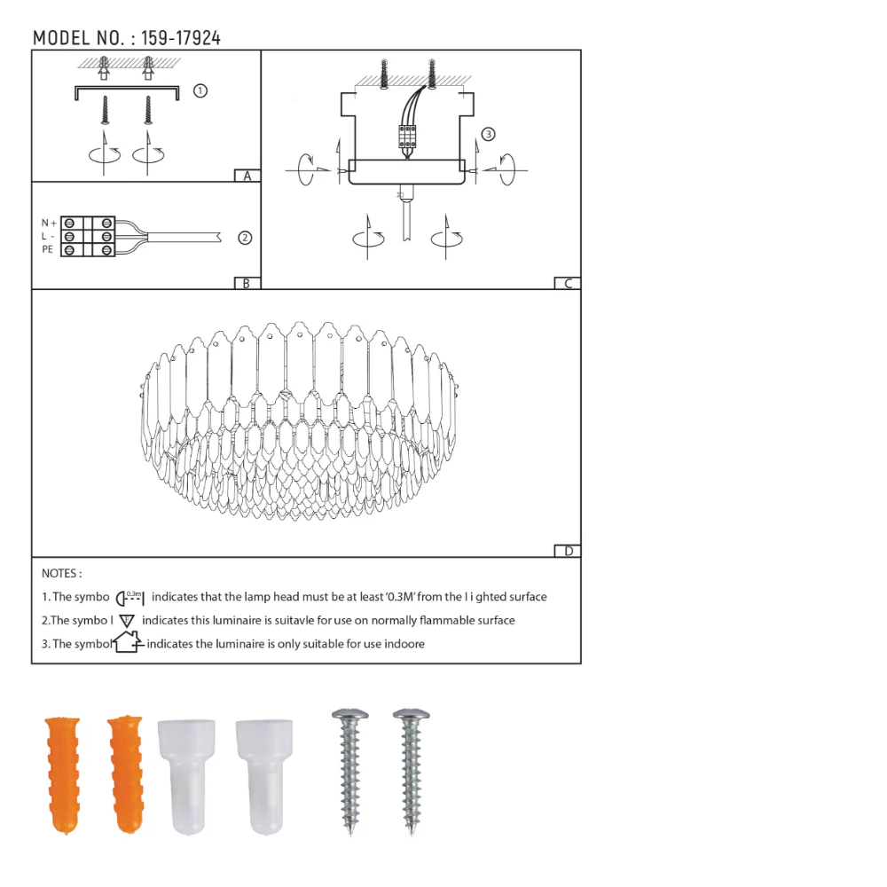 User manual for Golden Tiered Radiance Chandelier Ceiling Light with Alternating Crystal Hues | TEKLED 159-17924