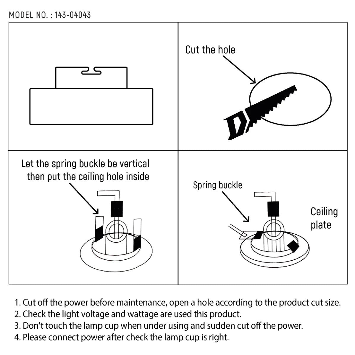 Technical specs of GU10 Recessed Aluminium Downlight - Dual-Tone Acrylic with Color Matched Trim 143-04043