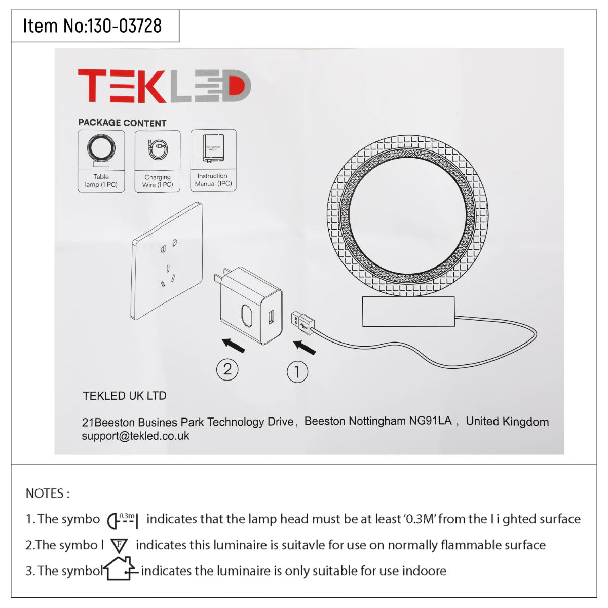 Technical specs of Halo Glow Ring LED Lamp 130-03728