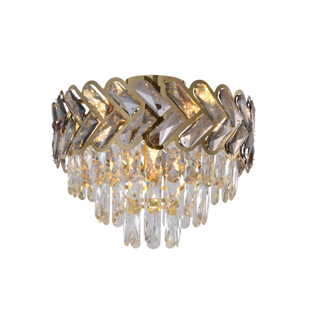 Herringbone Crystal Chandelier Ceiling Light Gold