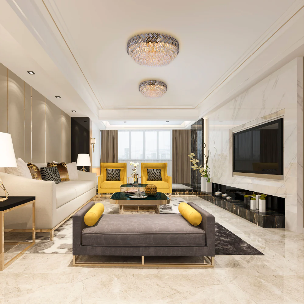 Interior use of Herringbone Crystal Chandelier Ceiling Light Gold | TEKLED 159-17930