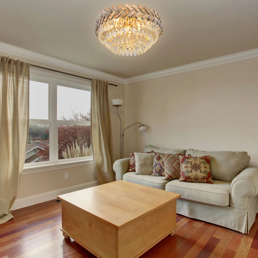 Living room kitchen bedroom use of Herringbone Crystal Chandelier Ceiling Light Gold | TEKLED 159-17928