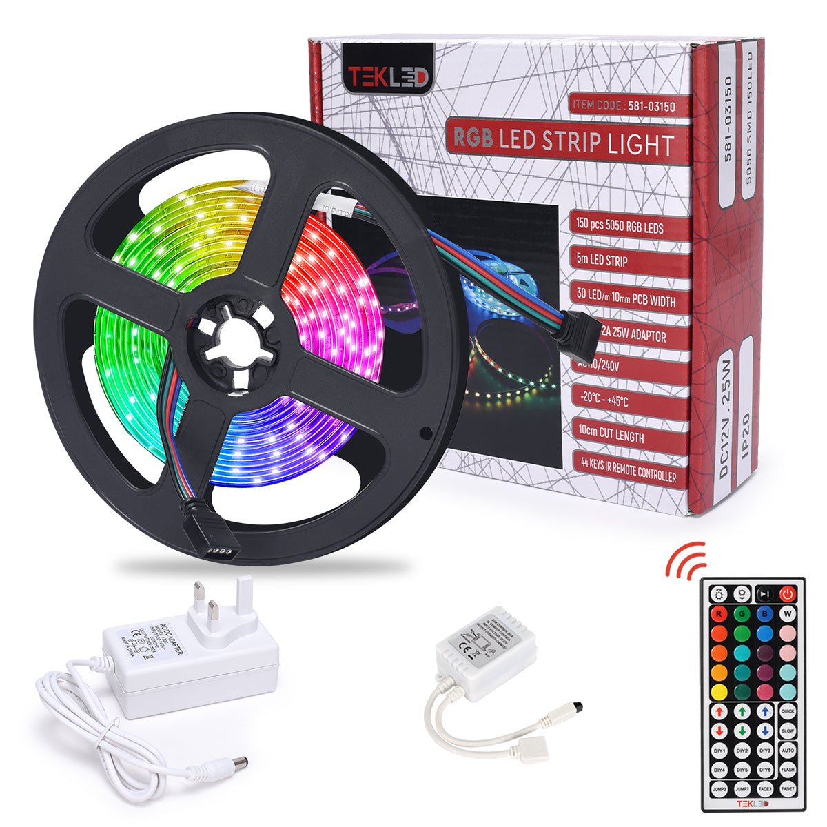 Holiday RGB LED Strip Light IP20 with Remote Controller