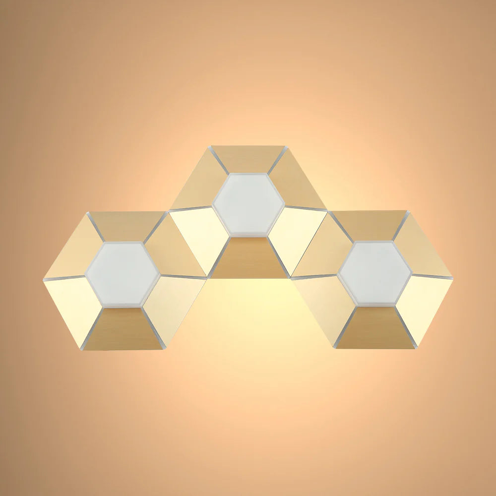 Honeycomb Gold Opal Contemporary Modern Wall Light 4000K Natural Cool White