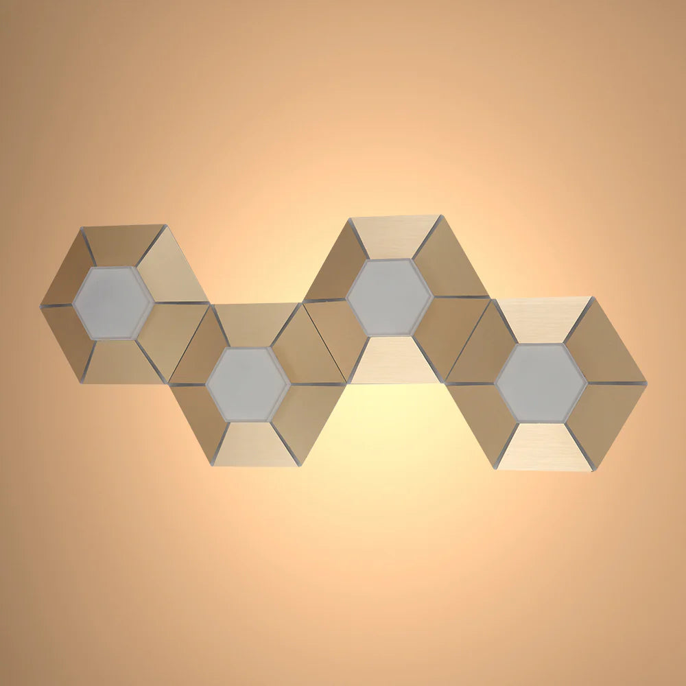 Honeycomb Gold Opal Contemporary Modern Wall Light 4000K Natural Cool White