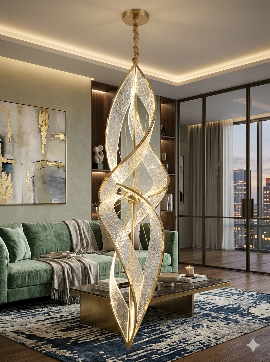 LED PENDANT LIGHT HLD40199-1 GOLD 50W 3000K D400XH1600 (TEKLED)