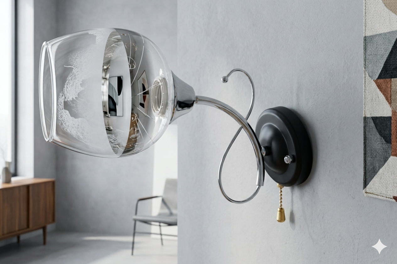 Wall Lamp 32381 1xE27 CHROME+BLACK (TEKAVIZE)