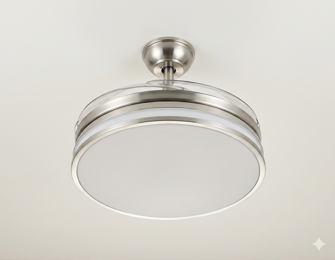 Chandelier LED 9067 36W Chrome s ventilatorom (TEKFAN)
