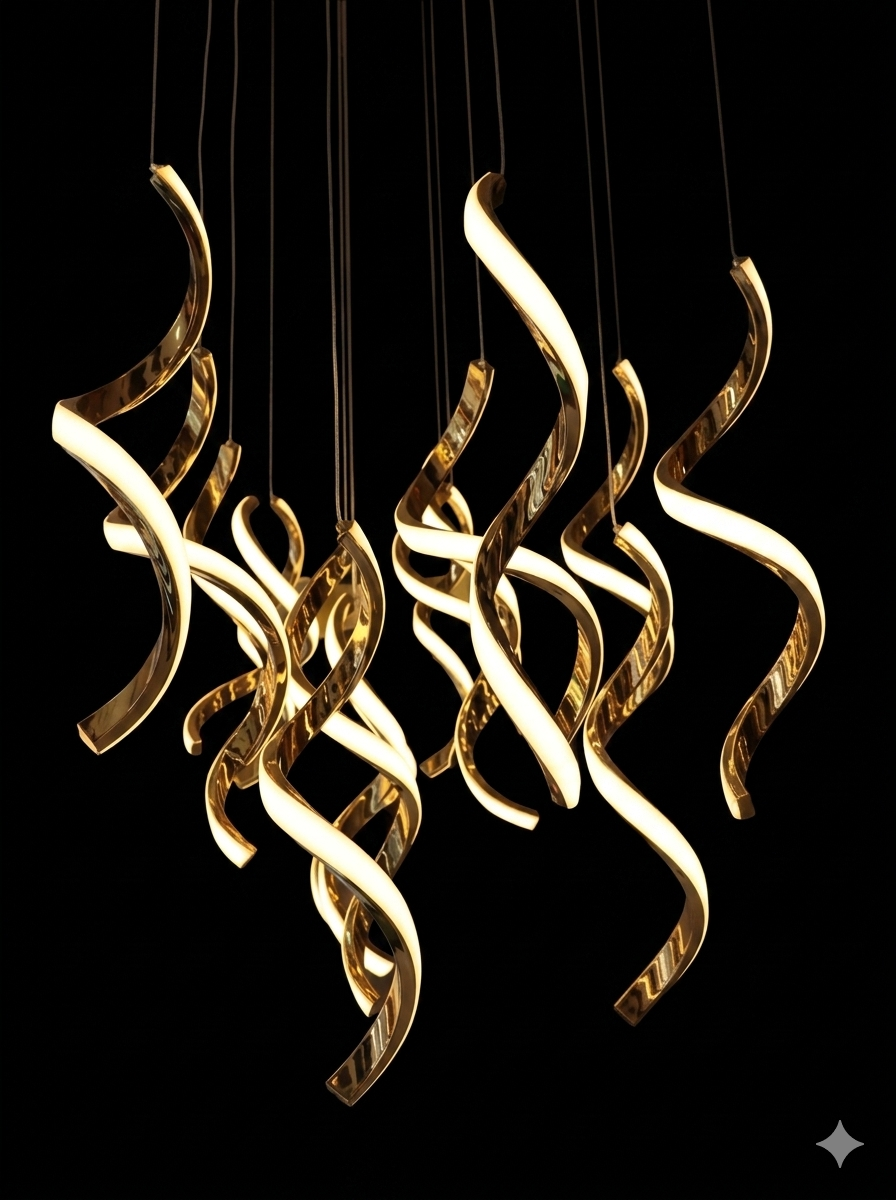 LED PENDANT LIGHT HLD40201A-14 GOLD 45W 3000K L800XW300XH1500 (TEKLED)