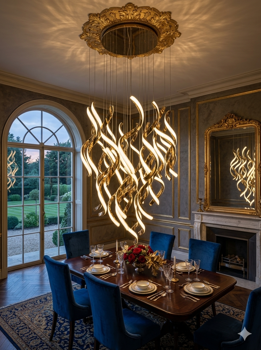 LED PENDANT LIGHT HLD40201-30 GOLD 100W 3000K D600XH2000 (TEKLED)