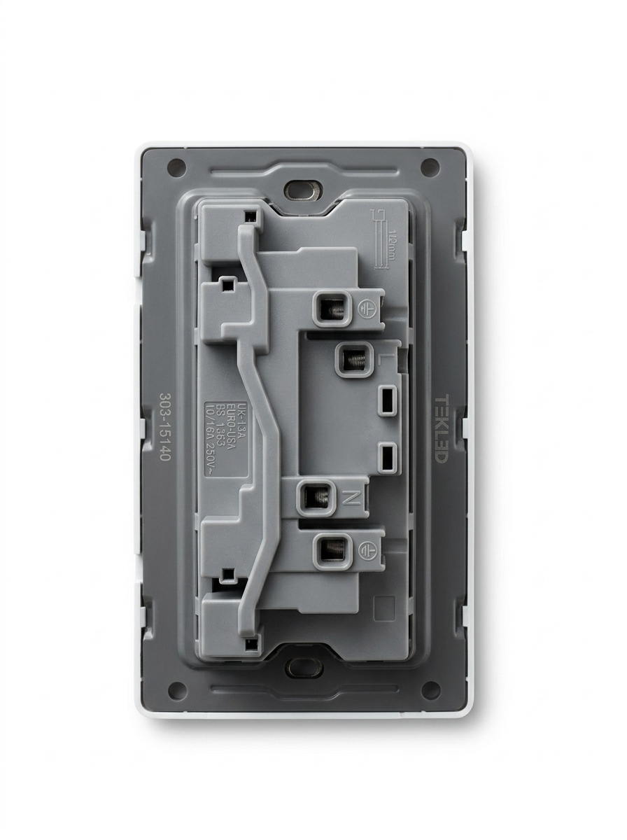 PRIME WHITE DOUBLE SWITCHED 3-PIN UNIVERSAL SOCKET WITH NEON (TEKLED)