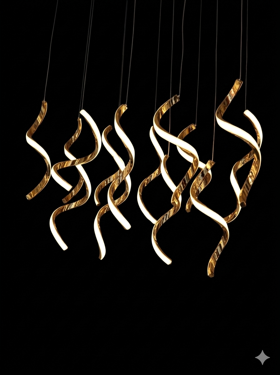 LED PENDANT LIGHT HLD40201A-14 GOLD 45W 3000K L800XW300XH1500 (TEKLED)