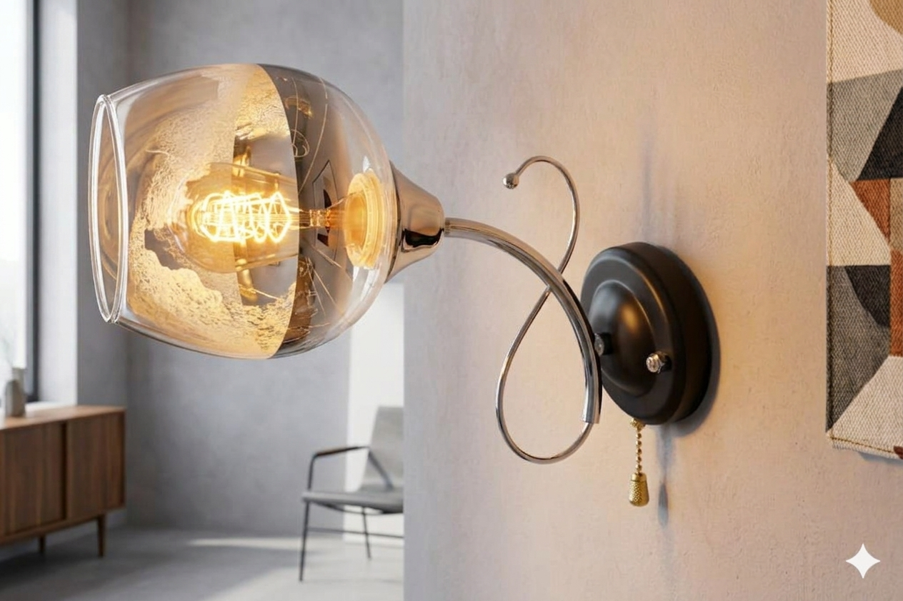 Wall Lamp 32381 1xE27 CHROME+BLACK (TEKAVIZE)