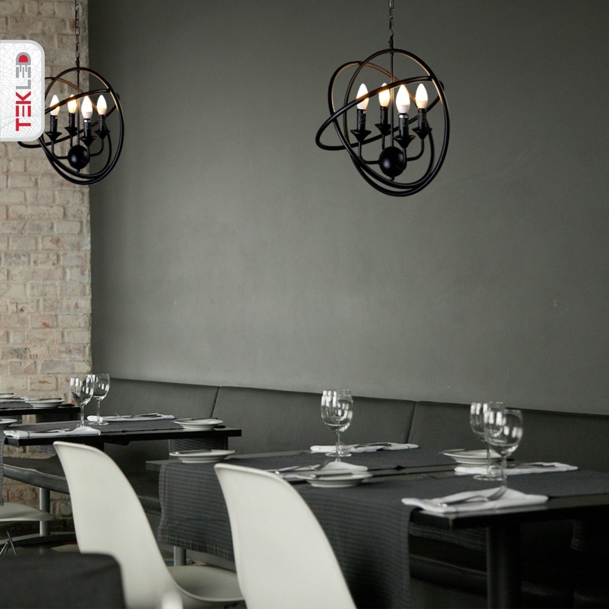 More interior usage of Black 3 Circle Pendant Light with 4xE27 Fitting | TEKLED 158-17582