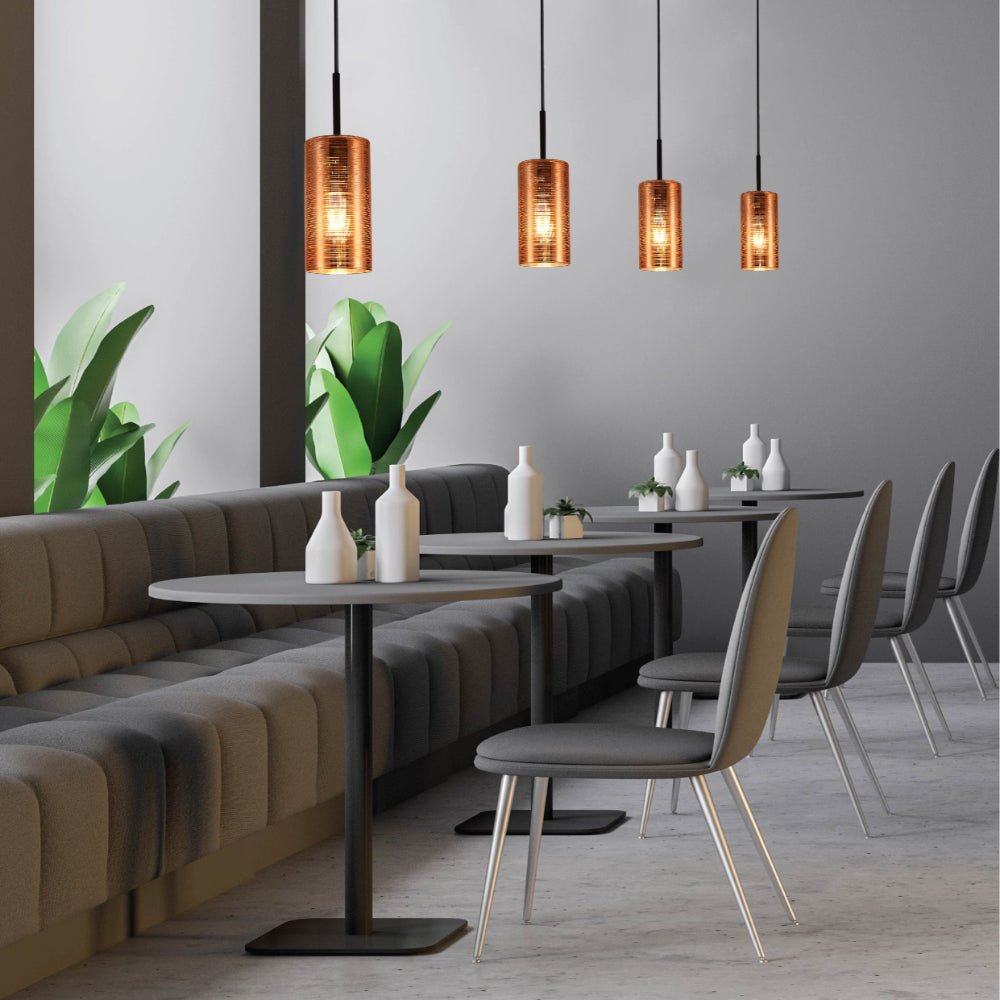 More interior usage of Jupiter Copper Cylinder Glass Pendant Ceiling Light with E27 Fitting | TEKLED 158-19766