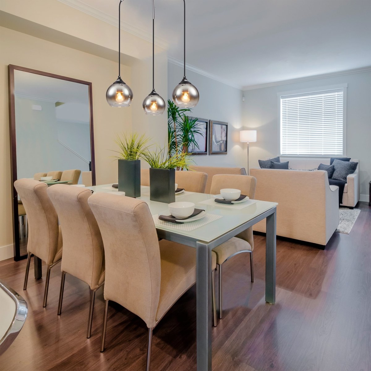 Living room kitchen bedroom use of Smoky Dome Glass Chrome Twig Modern Ceiling Light | TEKLED 159-17598