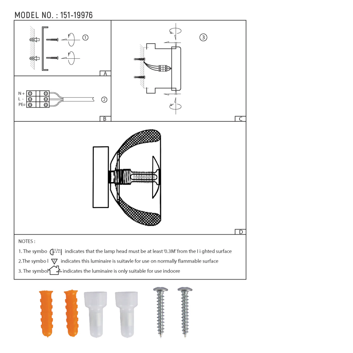 Technical specs of Industrial Chic Halo Wall Sconce Light 151-19976