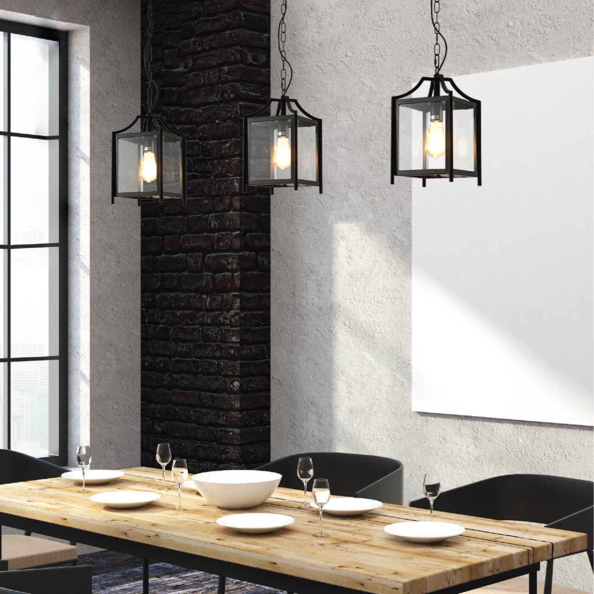 Indoor usage of Cube Retro Traditional Lantern Pendant Ceiling Light with E27 | TEKLED 159-17868