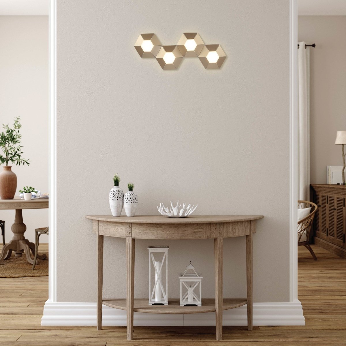 Interior application of Honeycomb Gold Opal Contemporary Modern Triple Wall Light 17W 4000K Natural Cool White | TEKLED 158-19824