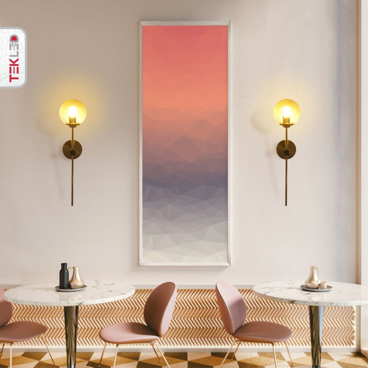 Interior application of Amber Glass Gold Metal Wall Light L with E27 Fitting | TEKLED 151-19728