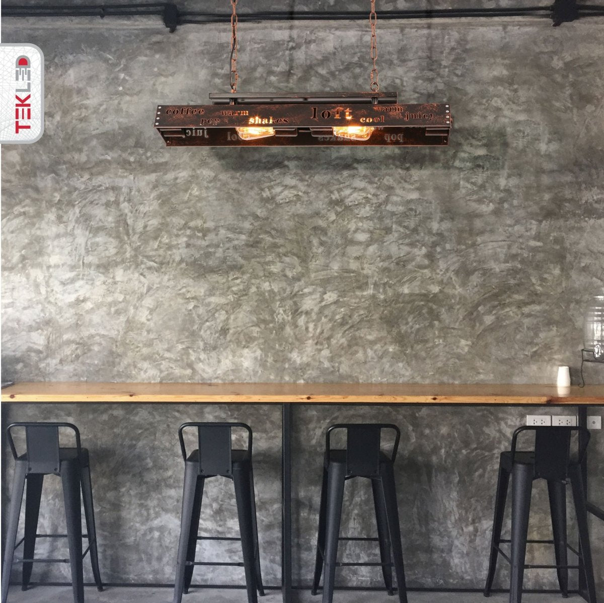 Interior application of Iron Industrial Island Chandelier 4xE27 | TEKLED 159-17854