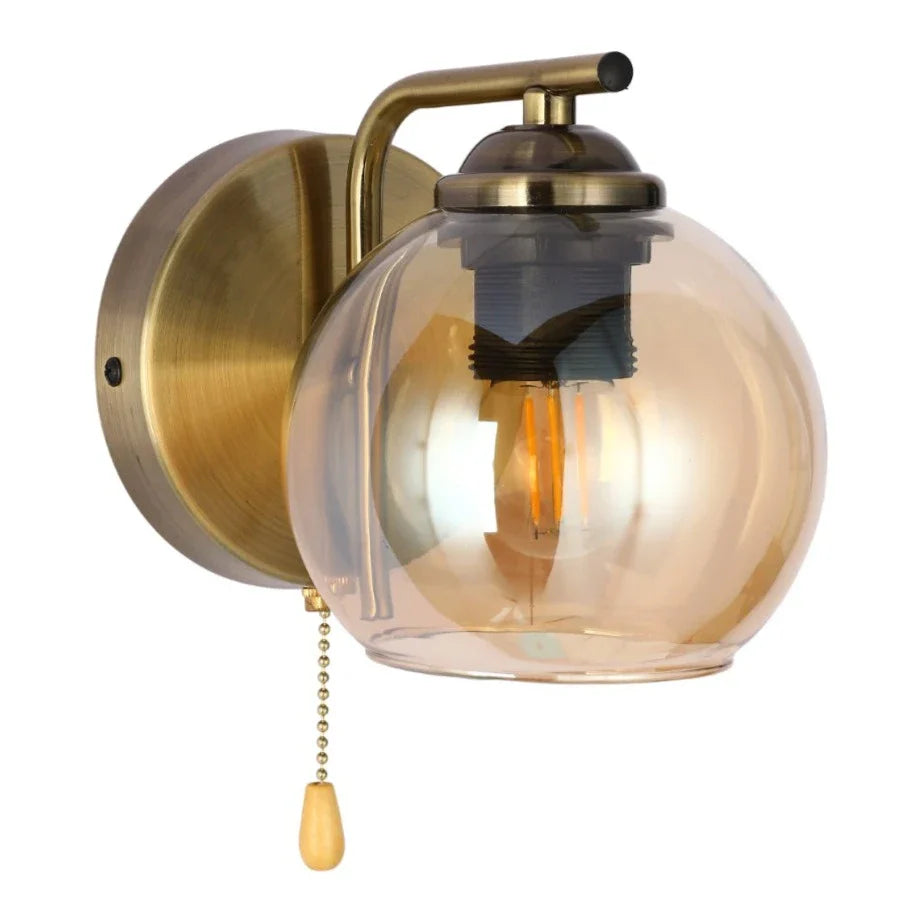 L-Shape Dome Glass Wall Light E27 with Pull Down Switch