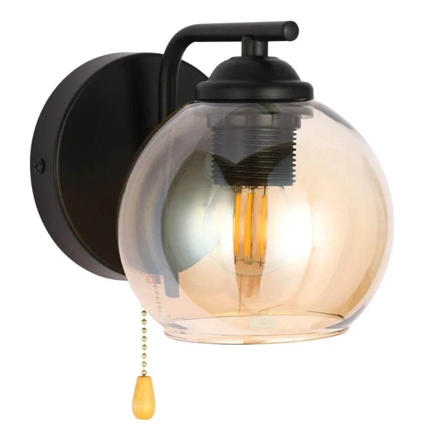 L-Shape Dome Glass Wall Light E27 with Pull Down Switch