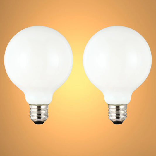 LED Bulb Dimmable Globe E27 6.5W 2700K Milky Glass Pack of 2