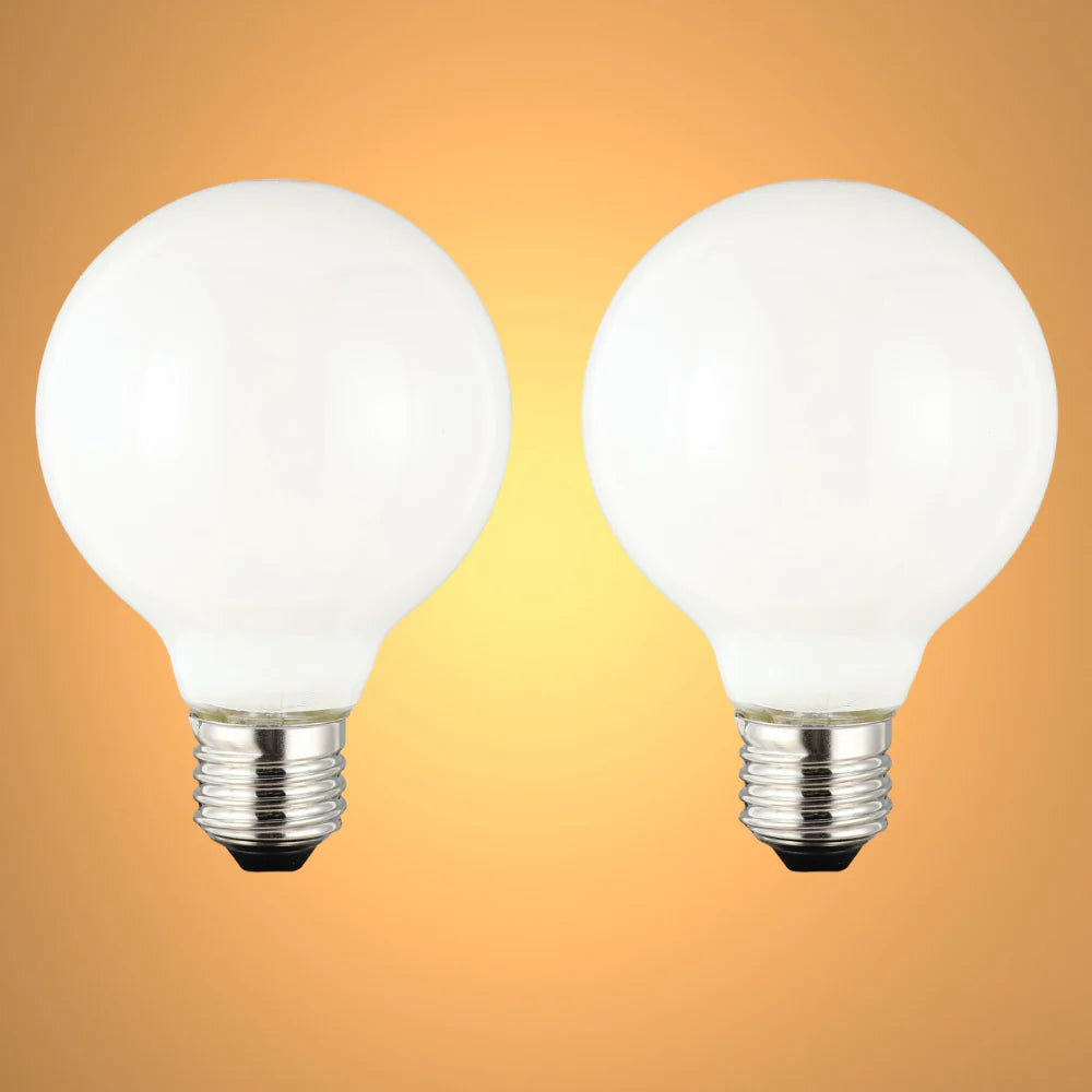 LED Bulb Globe G80 E27 6.5W 2700K Milky Glass Pack of 2