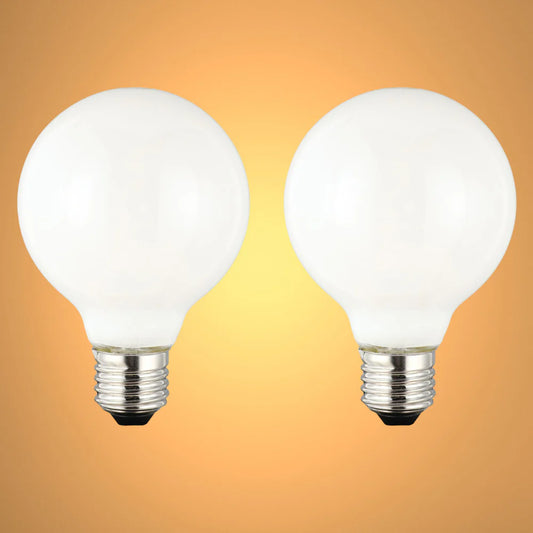 LED Bulb Globe G80 E27 6.5W 2700K Milky Glass Pack of 2