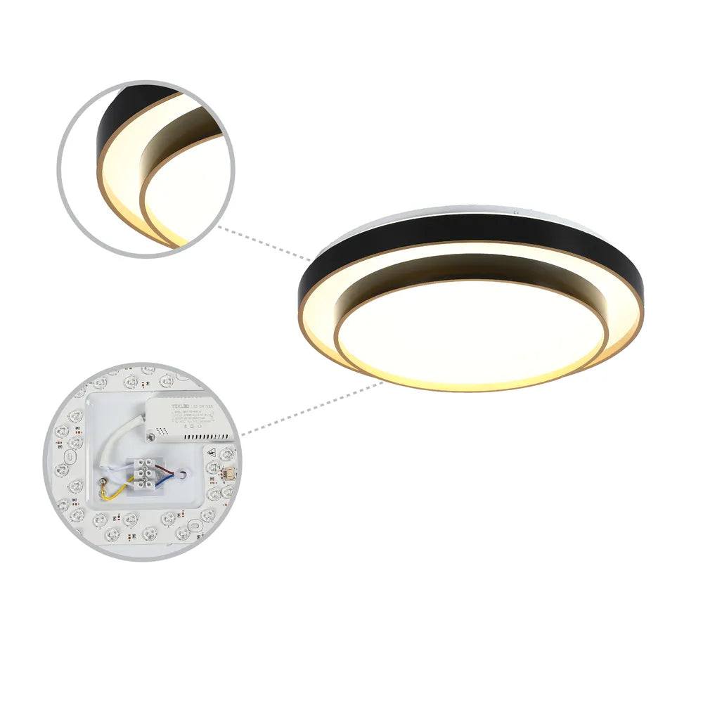 Details of the LED Ceiling Lamp Black D500 6000K/4000K/3000K 42Wx2(TEKLED)-165-16001