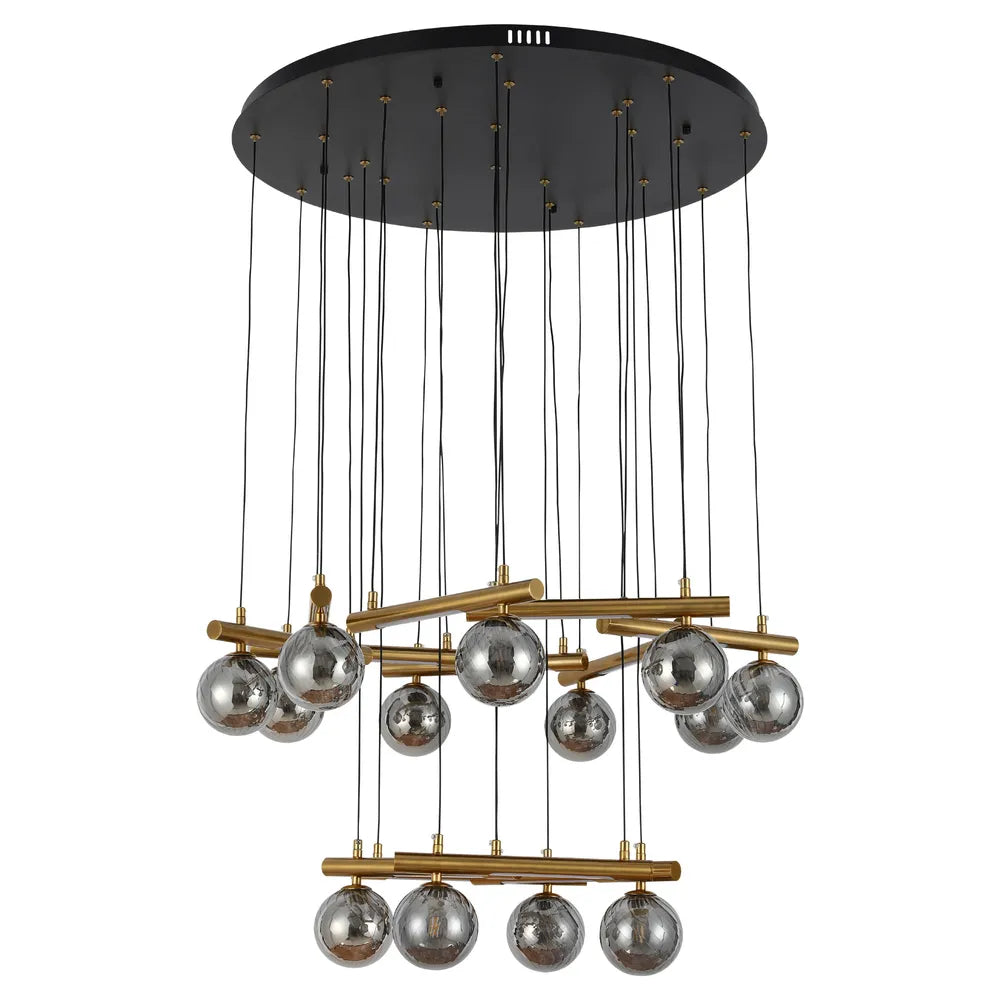 Chandelier TEKLED LED Chandelier 67028-13 Smoke Glass 13xG9+LED 3000K(TEKLED)-159-18318--159-18318