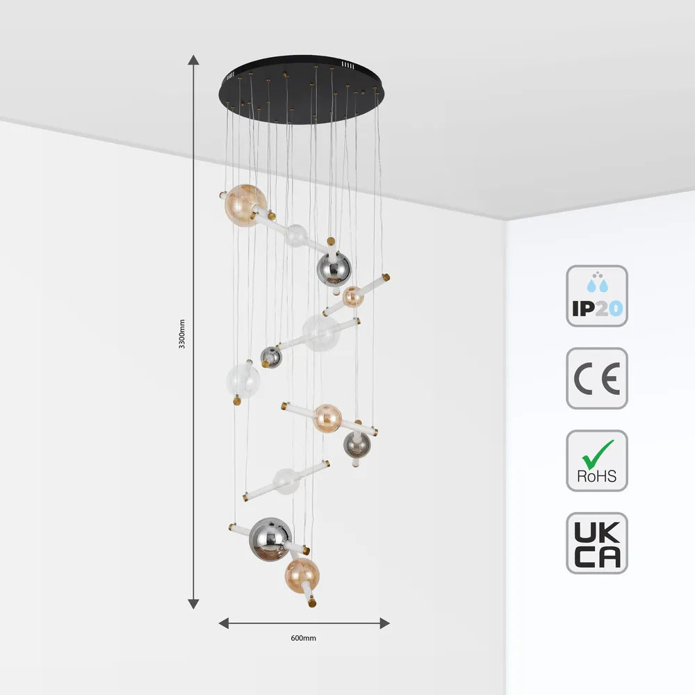 Size and technical specs of the LED Chandelier 68138-12 3000K (TEKLED)-159-18316-159-18316