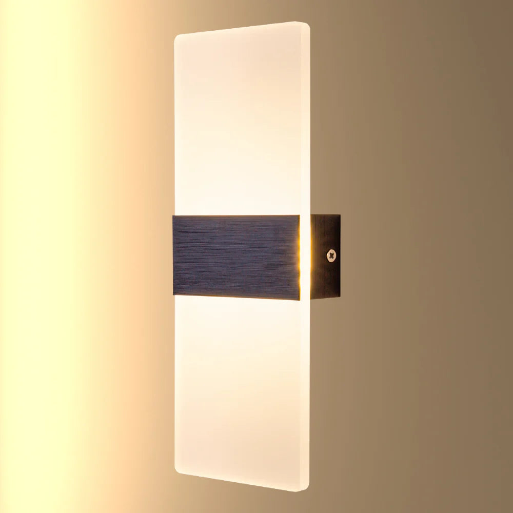 LED Dark Wood Metal Acrylic Wall Light 4W Cool White 4000K