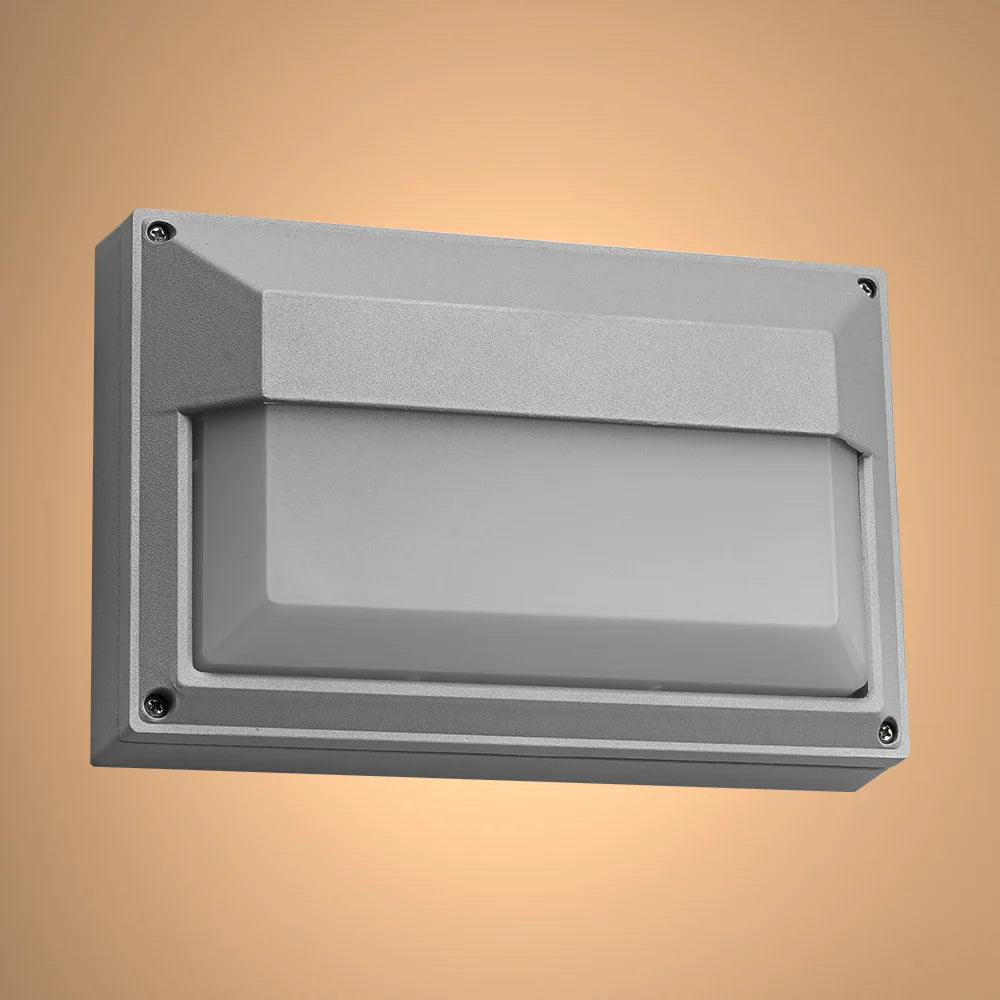 LED Diecast Aluminium Rectangle Half Wall Lamp 20W Cool White 4000K IP54 Grey