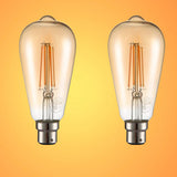 LED Dimmable Filament ST64 Edison Bulb B22 Bayonet Cap 6.5W Pack of 2