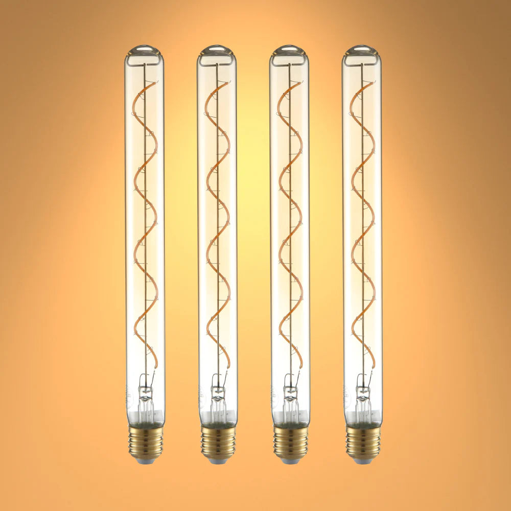 LED Dimmable Filament T45 T30 Tubular Bulb E27 Edison Screw 4W Pack of 4 Warm White