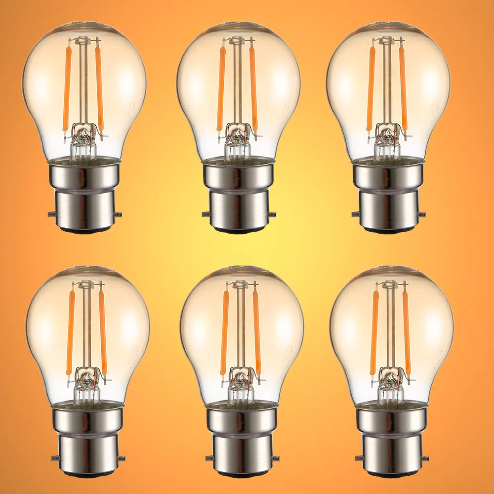 LED Filament G45 Golf Ball Bulb B22 Bayonet Cap Warm White 2400K