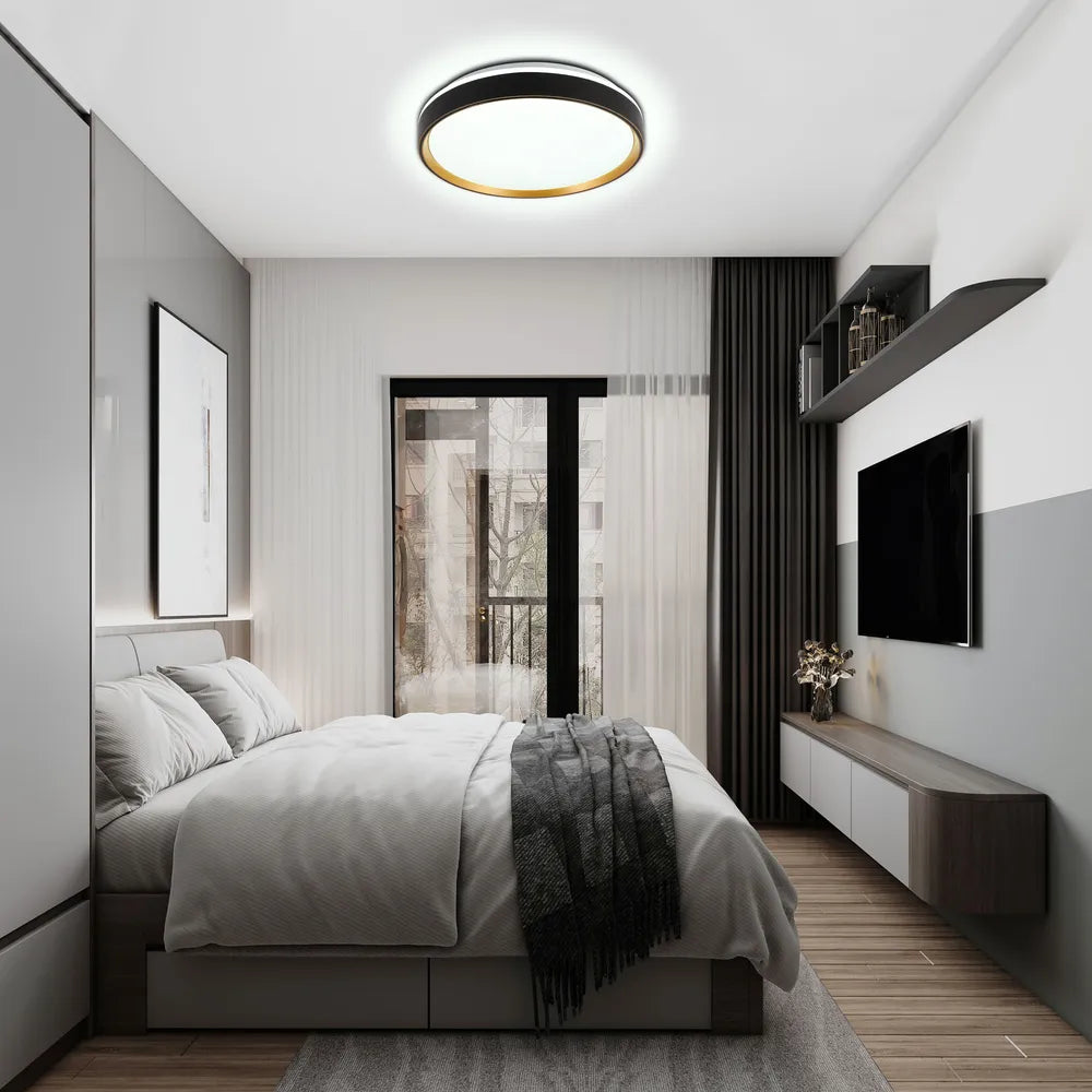 LED Flush Ceiling Light TEKLED LED Flush Ceiling Light Black Gold D400 6000K/4000K/3000K 27Wx2(TEKLED)--165-16006