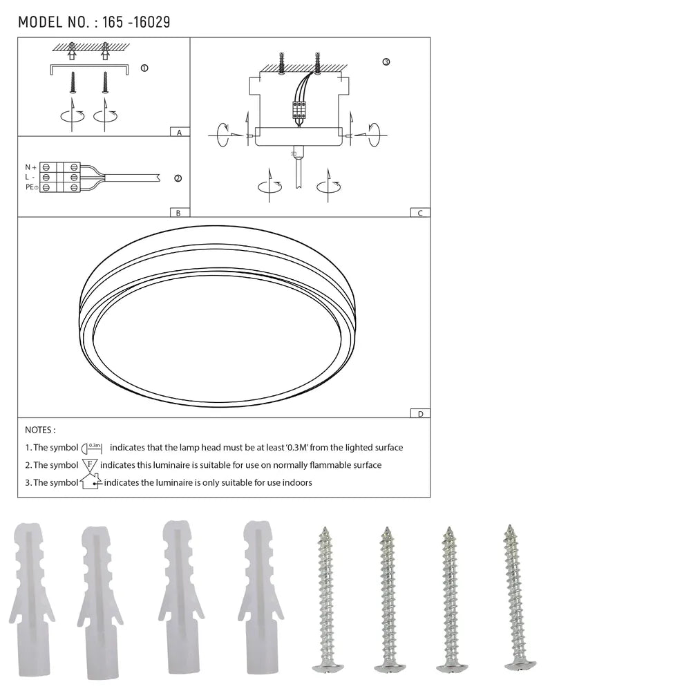 User manual for LED Flush Ceiling Light White D500 6000K/4000K/3000K 42Wx2(TEKLED)-165-16029